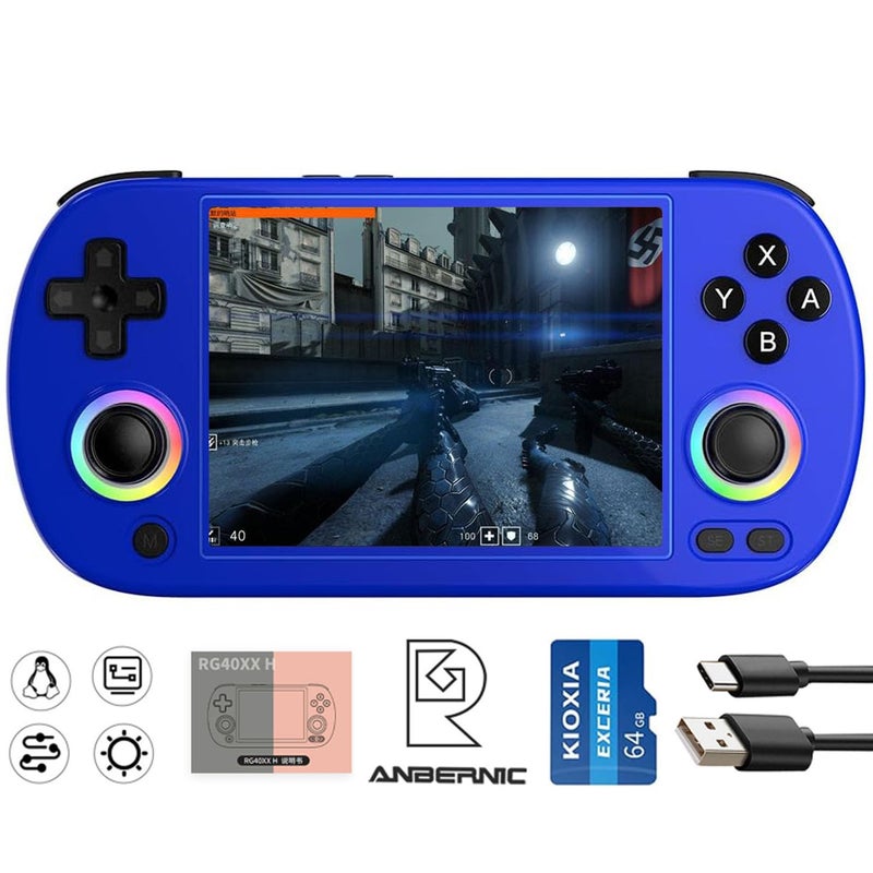 Aivuidbs ANBERNIC RG40XX H Retro Gaming Console with 4.0'' IPS Screen, 64GB TF Card, Linux 64-bit System, Supports 5G WiFi, Bluetooth, HDMI and TV Output - Image 1